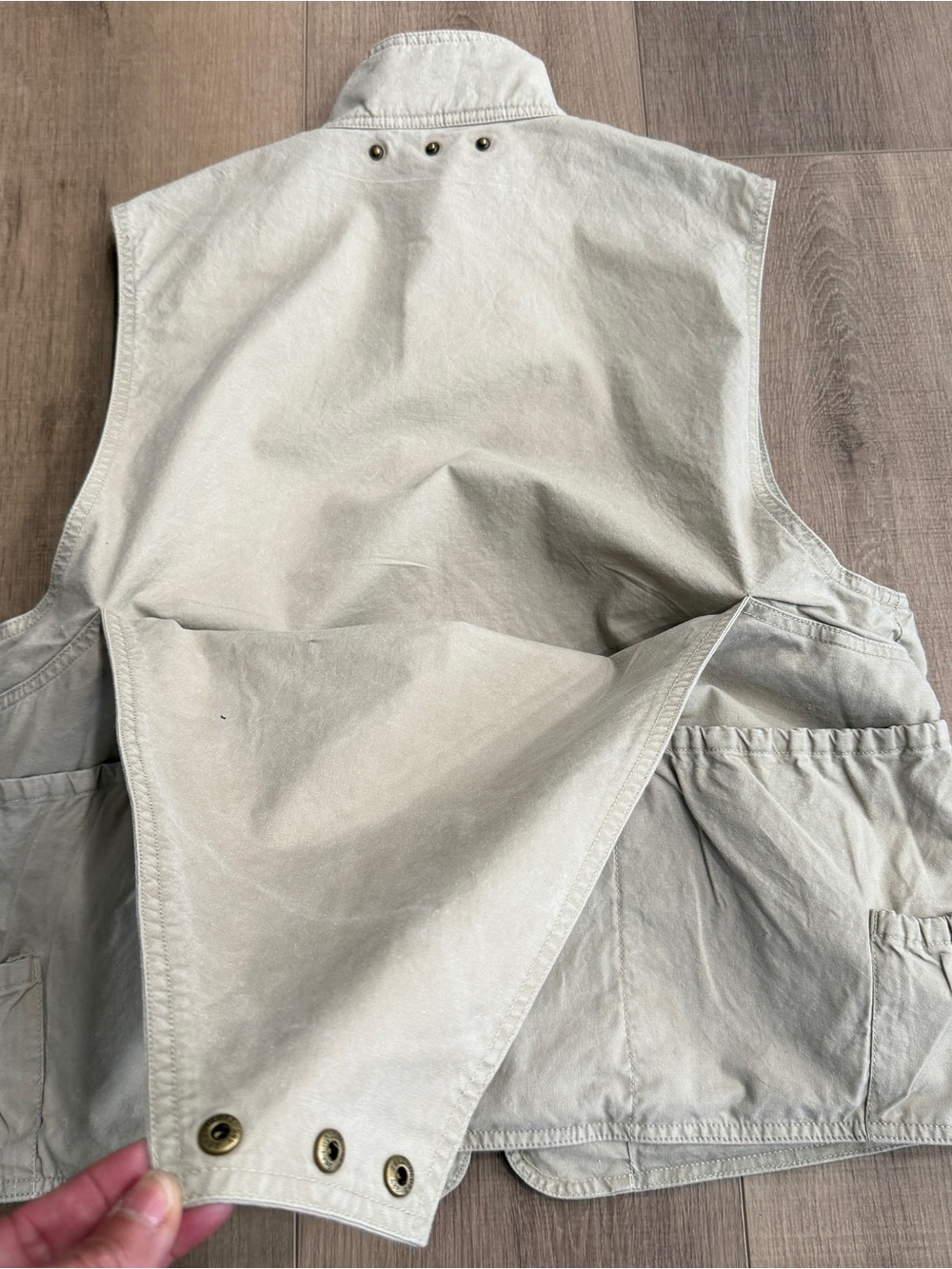Vintage 80s EMS Fishing Vest Sz Medium Beige Tons Of Pockets Thick Cotton Zip - Picture 8 of 14